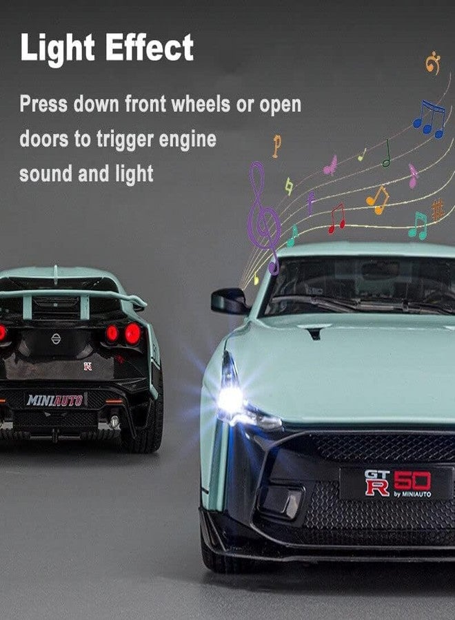 LONGMIRE Metal Pull Back Diecast Car Pull Back Car Model with Sound Light Boys Gifts Toys for Kids Pack of 1, Multicolor (Nissan GTR 50) - Image 4